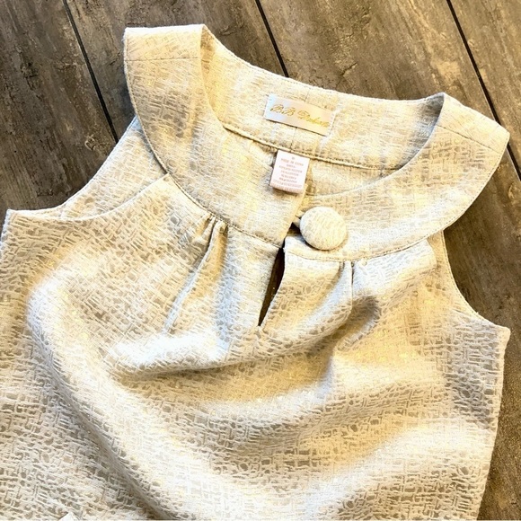 ✨FLASH SALE✨ BB Dakota Cream & Gold Sleeveless Minidress with Pockets Size Small - Picture 3 of 7